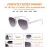 Freckles Mark Vintage Retro 70s Sunglasses for Men and Classic Large Square Aviator Trendy Oversize Women, Glasses, Clear,
