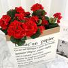 2Pcs Artificial Begonias Flower with Stem Faux Silk Flower Wedding Realistic Faux Red Flower Fake Begonia Flowers Home Decor