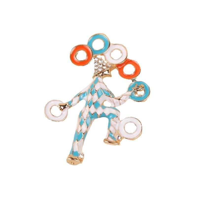 Vintage Circus Series Enamel Oil Drip Diamond Clown Silk Scarf Buckle Replica Brooch