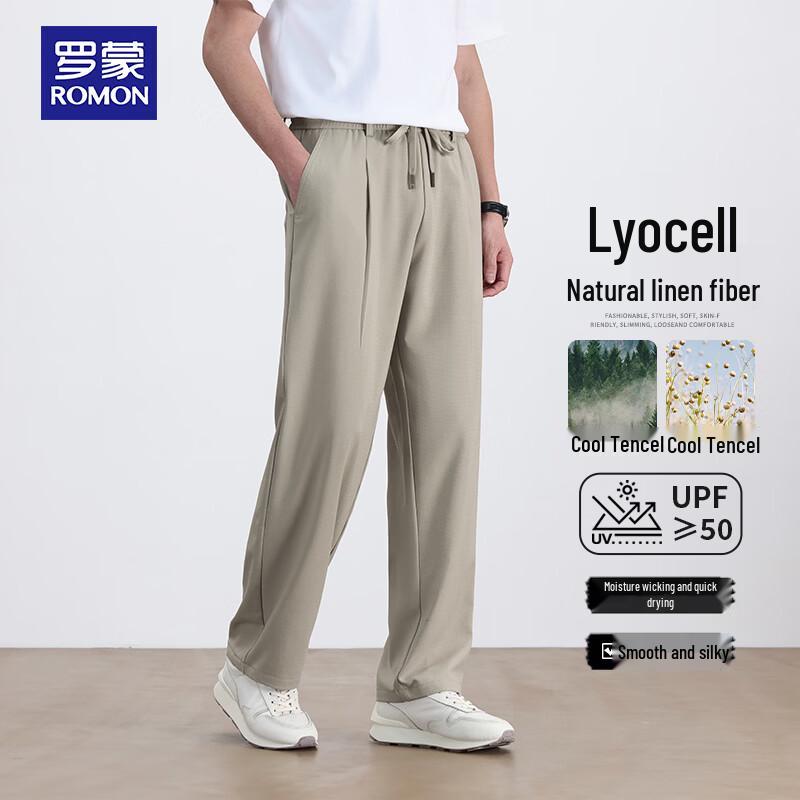 ROMON Men s Lightweight Tencel Linen Casual Pants 6XL