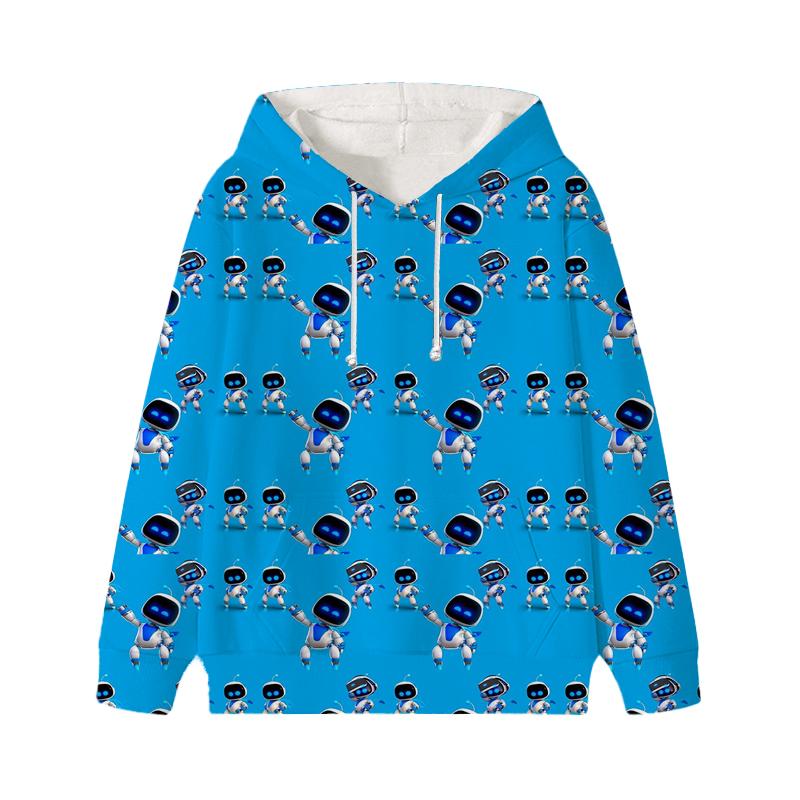 Astro Bot Hoodies Baby Unisex Cartoon Print Long Sleeve Tops Astronaut Toddler Boys Girls Casual Sweatshirts Outfits