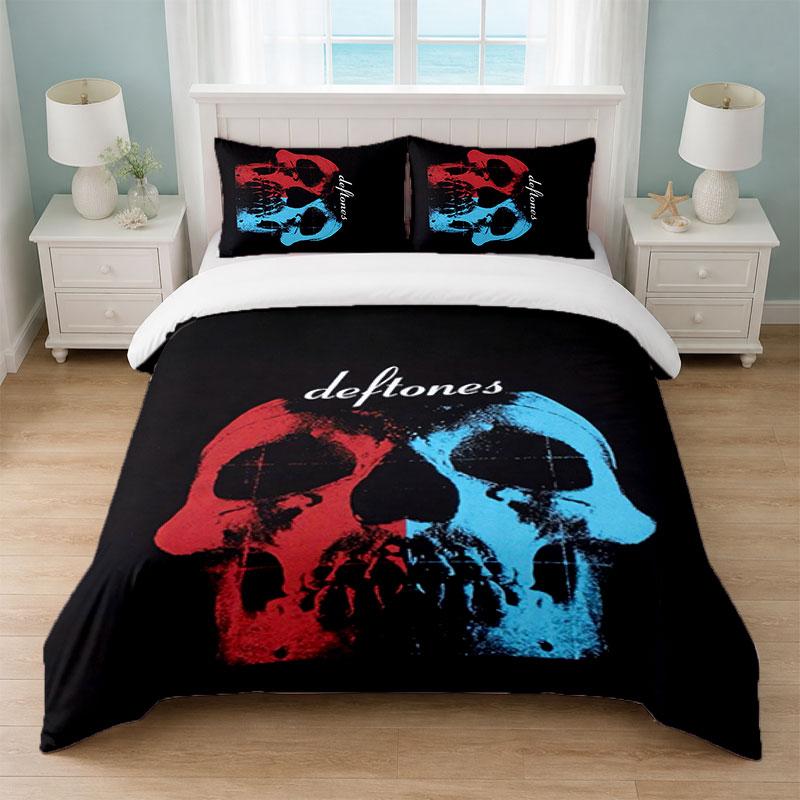 Deftones Schlafzimmer 3-teiliges Bettwäsche-Set Weiches Bettlaken Kissenbezüge Heim-Bettwäsche Dekoration
