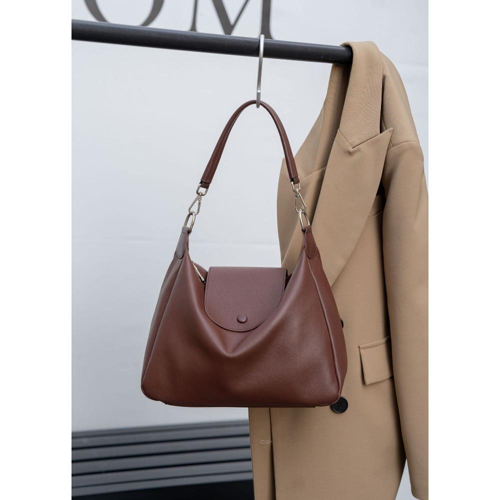 

Жіноча сумка з натуральної коров ячої шкіри з натуральним краплеподібним візерунком, модна, висококласна, проста, з м якої шкіри, діагональна, через плече, жіноча сумка-раковина з м якої шкіри шоколадний