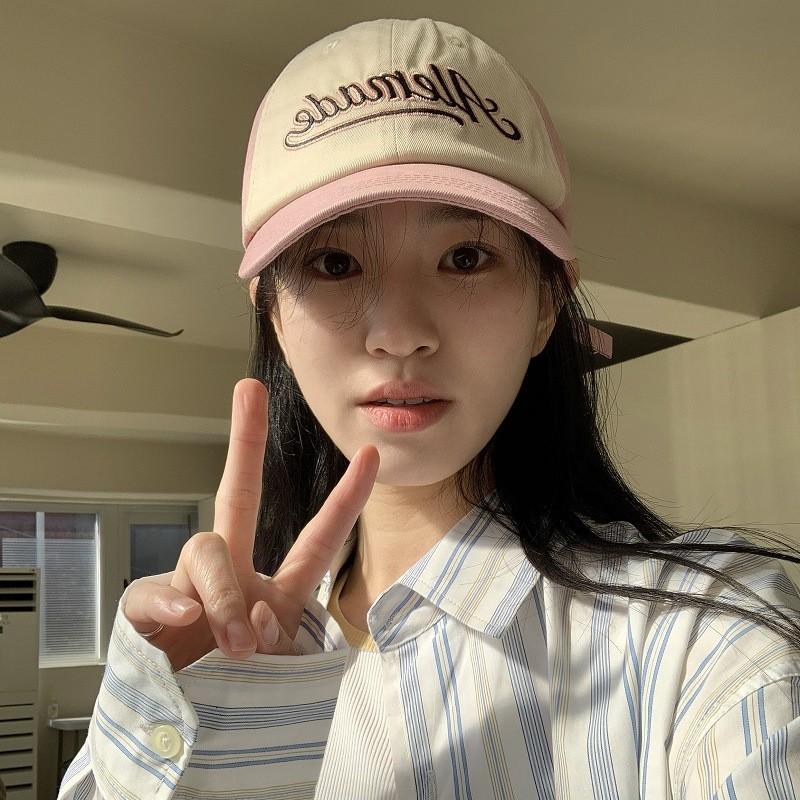 Pink Baseball Vintageinspired Cap For Women Stylish Letter Design Breathable Sun Hat Protection