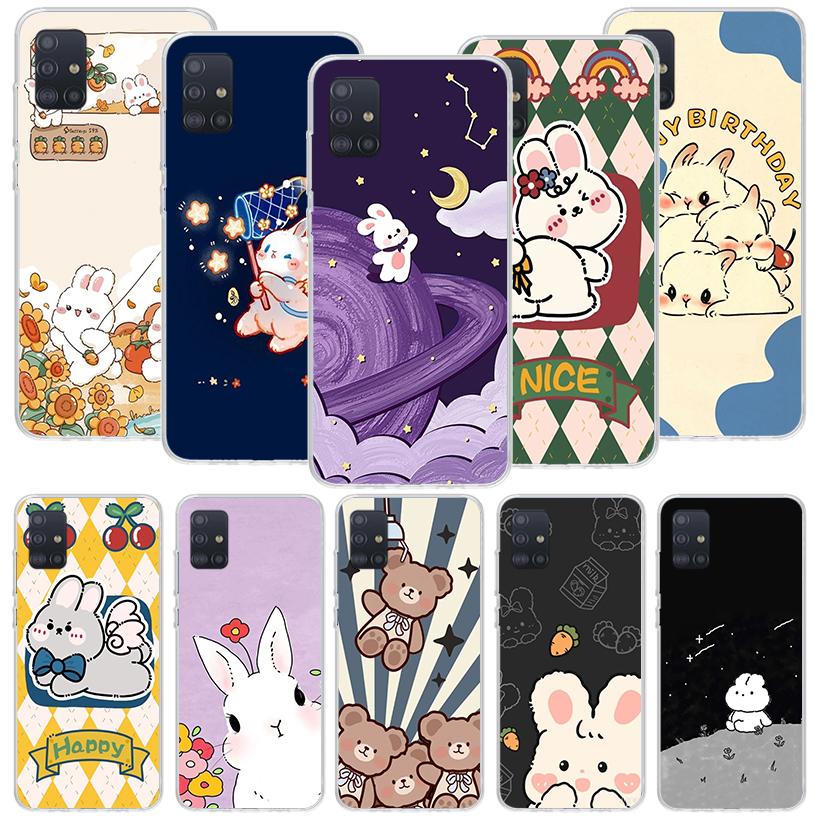Cartoon Cute Little Rabbit Phone Case for Samsung Galaxy A52 A51 A50S A12 A22 A32 A72 A10S A30S A31 A71 Note 20 Ultra 10 Plus S1