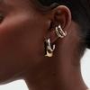 Gold Silver C Shape Hoop Earrings Mix Color Geometric Earrings No Piercing Earring  Party Jewelry