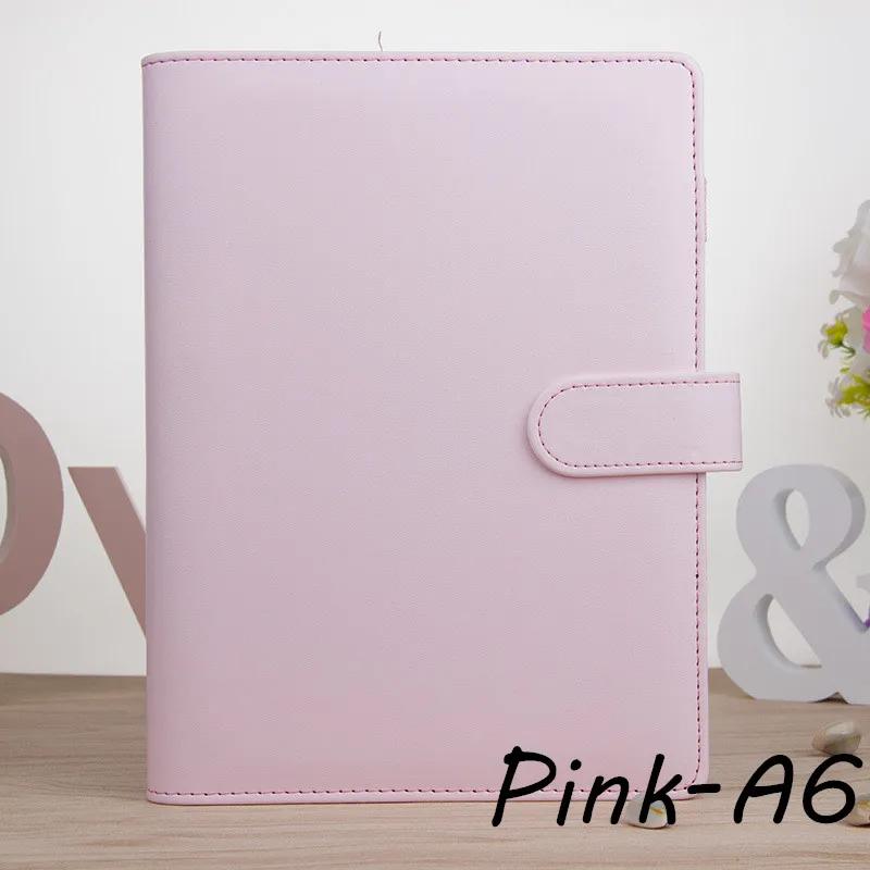

Обложка для ретро-блокнота формата A5/A6, папка-регистратор из кожи с многоразовыми кольцами, офисные принадлежности, блокнот, школьные канцелярские принадлежности, блокноты для записей Pink-A6