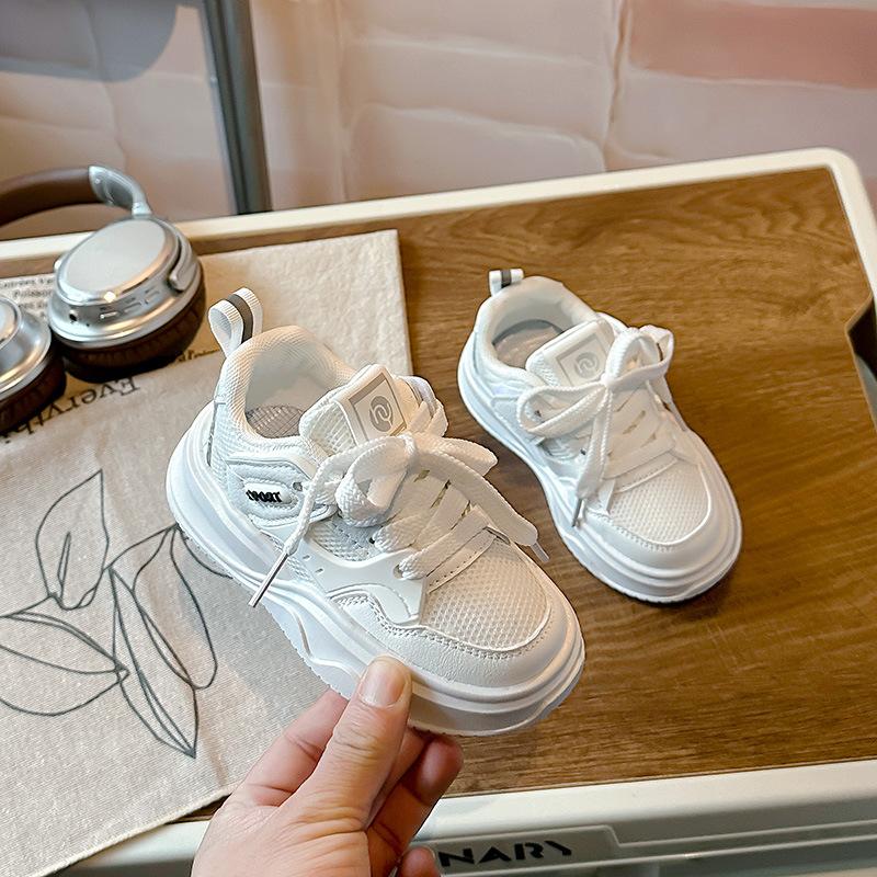 

Повседневная обувь для девочек в студенческом стиле, белая, весенне-осенняя, дышащая спортивная обувь из сетки, нескользящие кроссовки для пап для мальчиков 30 белый