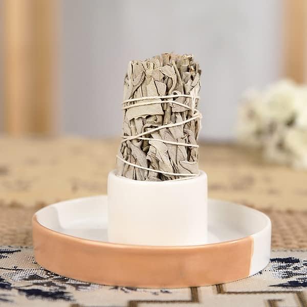 Sage Holder, White Sage Burner, Smudge Bowl, Palo Santo Holder, 3 in 1Incense Holder, Ceramic Incense Holder Bundle, White Sage Bundle Holder for