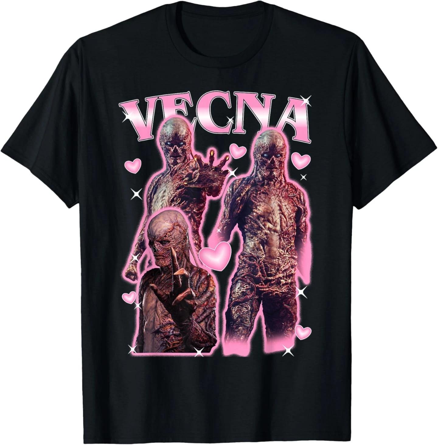 Stranger Things Vecna Monster Form Pink Hearts 100% Cotton T-shirt Mens Tees Top L