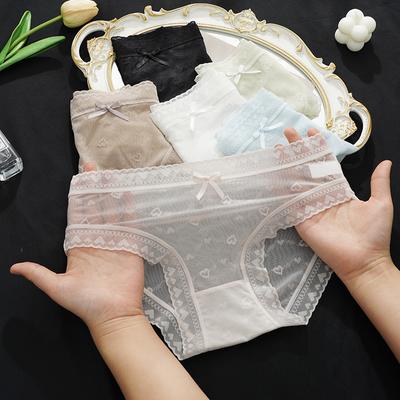 Sexy Lace Panties Women Transparent Underwear Girls Briefs Breathable Ladies Panty Seamless Low Waist Female Lingerie