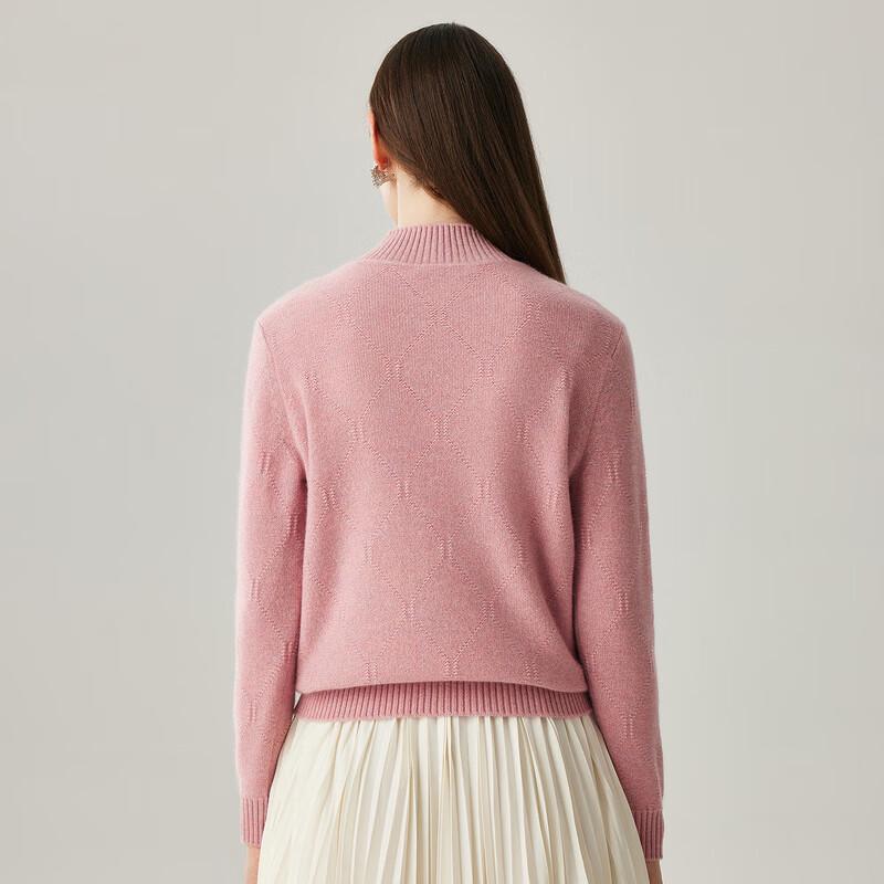 Zhaojun Women's Argyle Cashmere Sweater with Embroidery & Beading