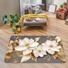 Area Rugs Floor Carpet Mat 2D Gold Floral Pearl Pattern Non Slip Soft Print Floor Mat for Living Room Bedroom Kitchen Home Decor