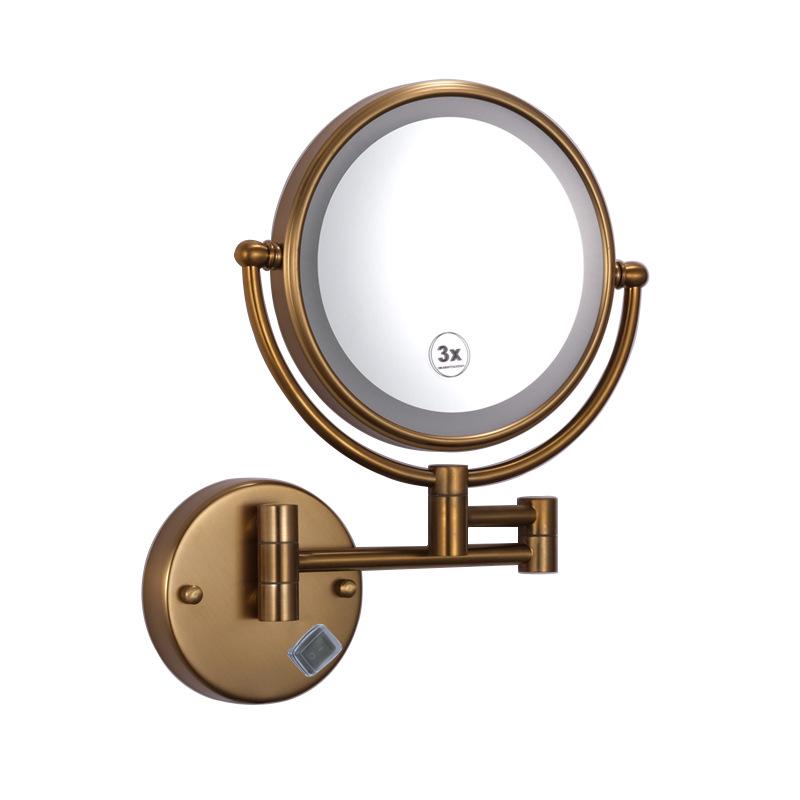 LED Bathroom Vanity Mirror with Folding Makeup Light - Wall-Mounted for Home & Hotel Use