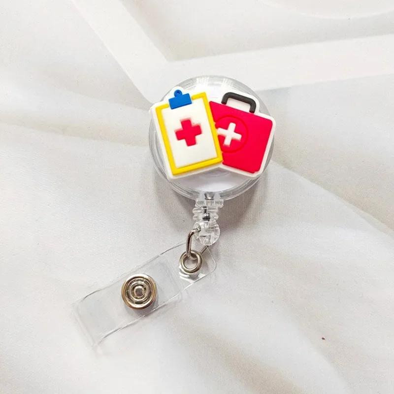 1pc Retractable Badge Holder Clips for Nurse ID Badge Reel with Belt Clip Doctor ID Card Chain Clips School Student Office