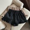 Women's Summer-Style Ruffle-Trimmed Activewear Shorts: High-Waisted, Loose-Fitting, Wide-Leg Shorts for Casual Wear and Lounging