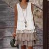 2024 Women Sleeveless Lace Patchwork Dress Q332 International Fashion