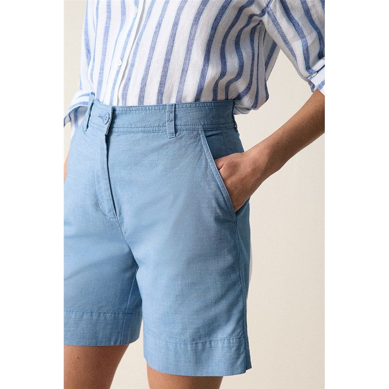 

Australia Tr Foreign Trade Pure Yuan Single Comfortable Cotton Micro Elastic Side Pocket Minimalist Versatile WOMEN S Shorts Casual Pants Light Blue us14