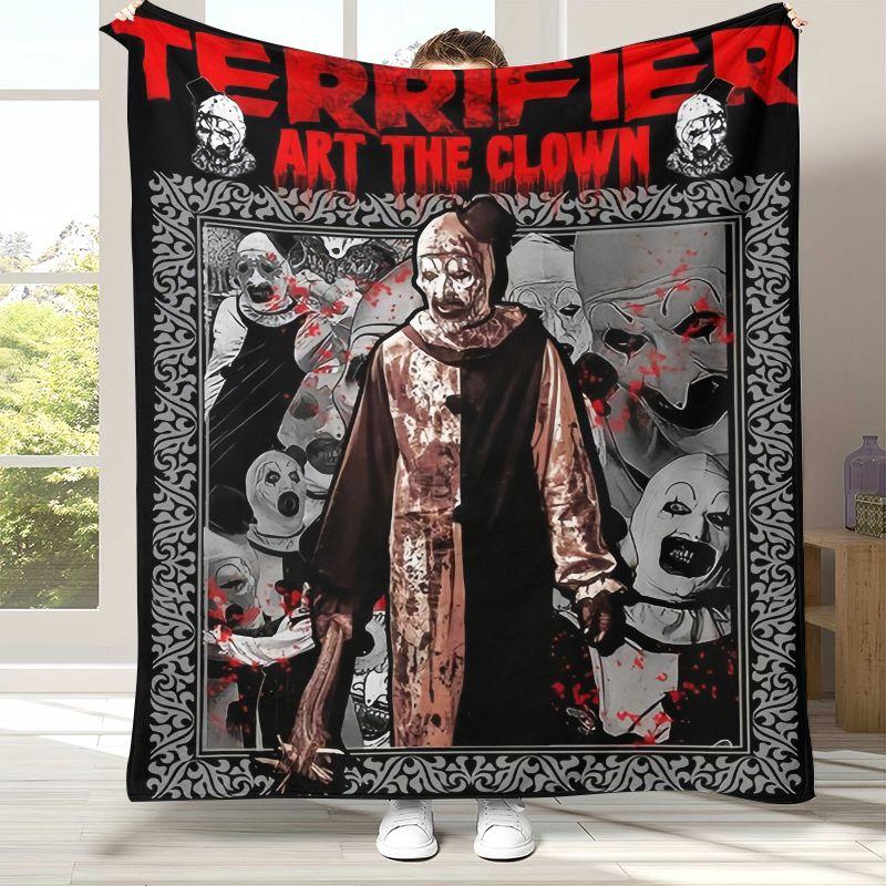Horror Clown Film Terrifier Cartoon Flanelldecke, Ultra Weiche Warme Plüschdecke für Zuhause Schlafzimmer Bett Sofa Abdeckung Büro Picknick