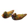 Yousheng 1 Pair Wedding Ducks Ornament, Hand-Painted Wooden Mandarin Duck Statues, Color Lasting Garden Bird Statue, Wooden Ducks Statues for Home