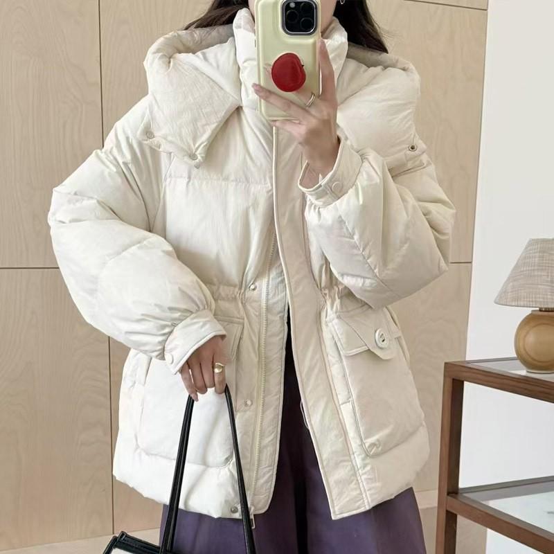 Down jacket women's thickened white duck down jacket winter warm simple style short feather jacket