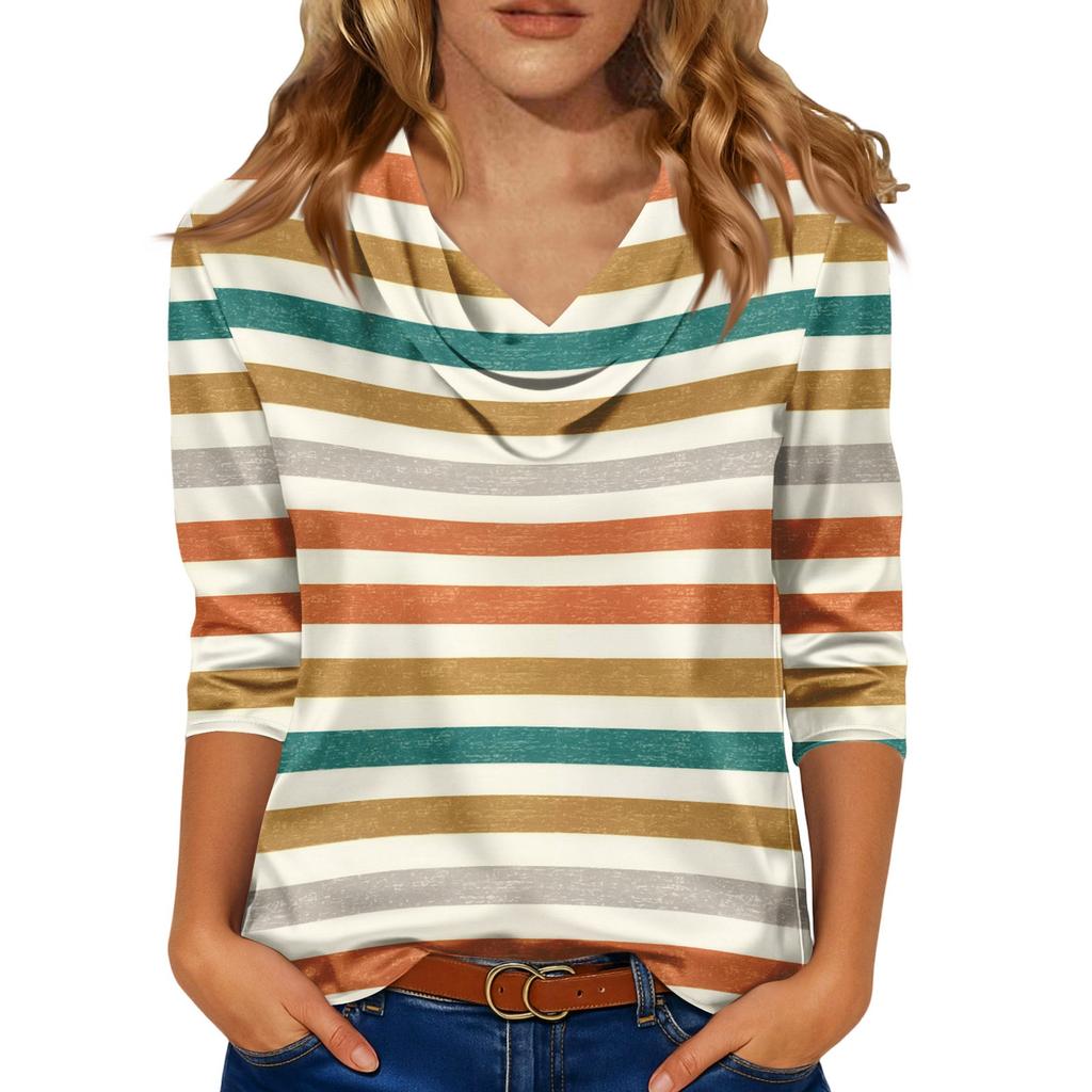 Kadınlar İçin Şık 3/4 Uzun Kollu Gömlekler İş Günlük Kıyafet Üstleri