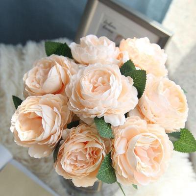 10 db 28 cm-es Egyszálú Bazsarózsa Rózsa Művirág Díszítő Mesterséges Virágok Esküvői Csokor Otthoni Dekoráció
