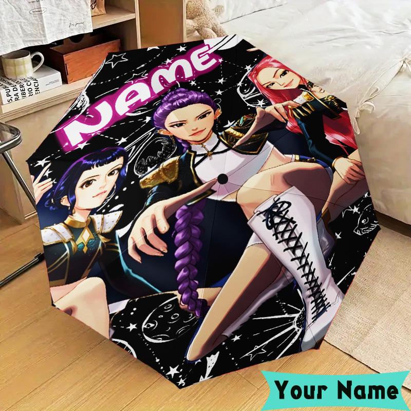 Custom Name Vibrant Anime KPop  Umbrella, Foldable Umbrella Suitable for Outdoor Shopping Travel Sports, Exquisite Gift for Family