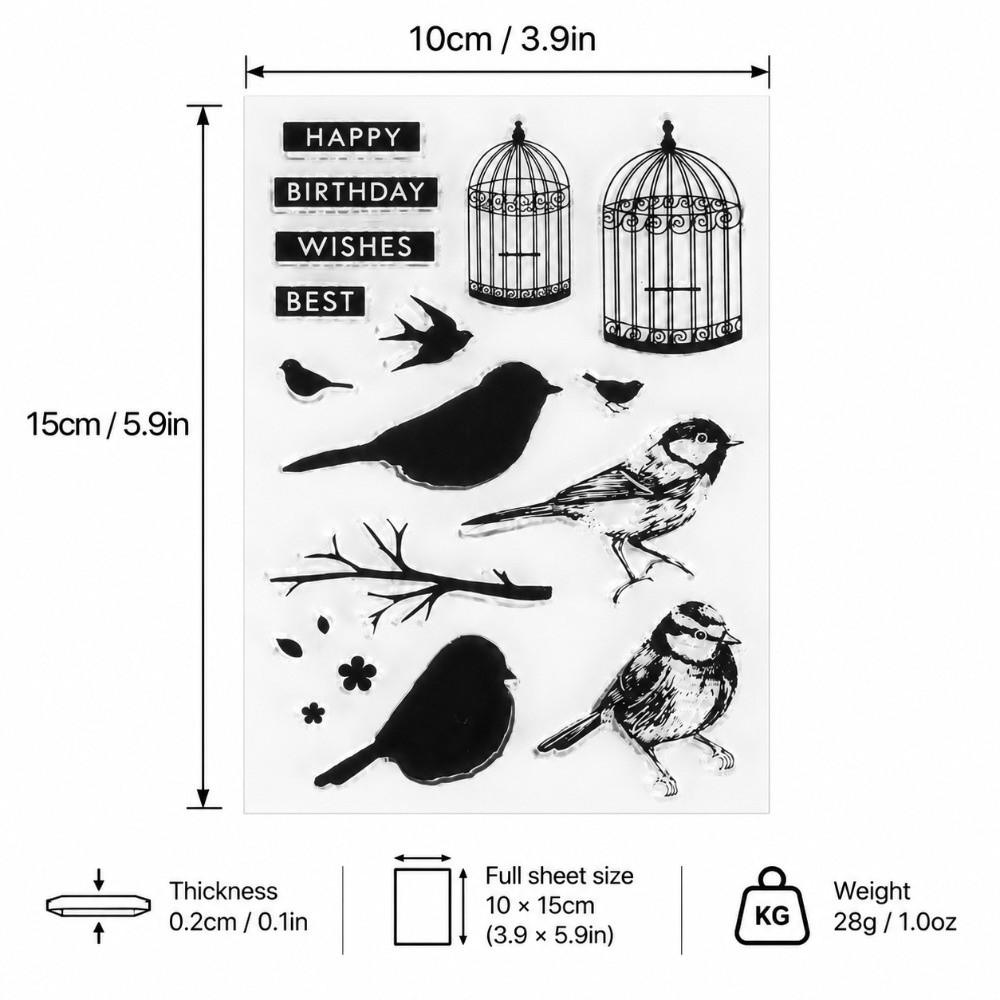 Skin Friendly Reusable Stamps Transparent Handmade Stamp Bird & Birdcage Stamp Handcraft Project