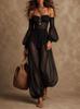 Nuovo Jumpsuit Elegante da Donna con Bretelle, Temperamento Francese, Maniche a Lanterna, in Chiffon
