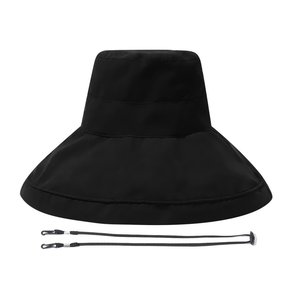 

Portable With Windproof Rope Big Visors Wide Brim Beach Cap Bucket Hat Sun Hat Fisherman Cap чорний