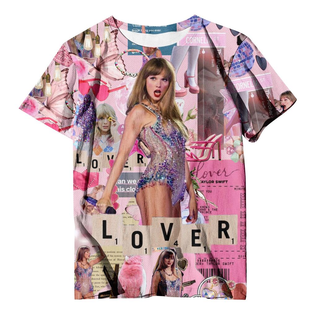 Women's Summer Casual Round  Neck Short Sleeve T-shirt Print Top