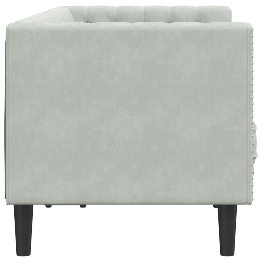 Chesterfield Sofa with Neck Pillows 2 Seater Light Grey Velvet