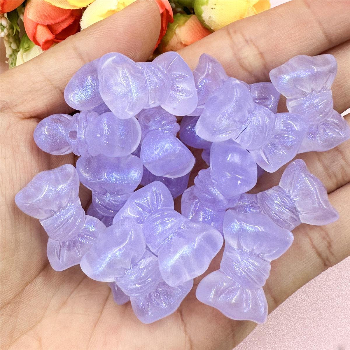 

Hanmade Charms 20Pcs Colorful Jewelry Making Loose Beads With Hole Exquisite Acrylic Bow 16.2*24.2mm DIY Handmade Material фиолетовый