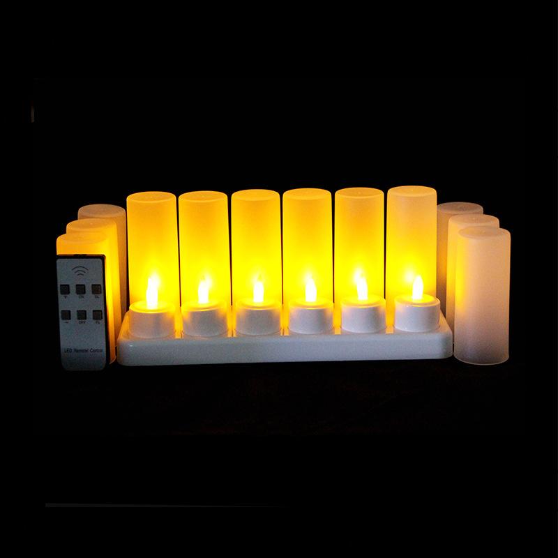 12PCS Rechargeable LED Candle with Remote Control Flameless Tealight Xmas Valentine Wedding Church Home Table Decoration