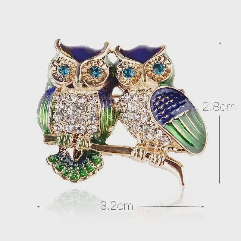 Luxurious Owl Diamond Brooch: Elegant Alloy with Enamel Detailing, Perfect for Clothing or Scarf.