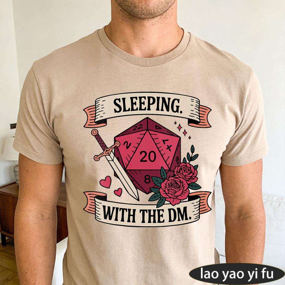 Sleeping With The Dm Floral Sword Art Print Tshirt Unisexs Funny Dd Gaming Short Sleeve Dungeons Dragons Theme Series Top