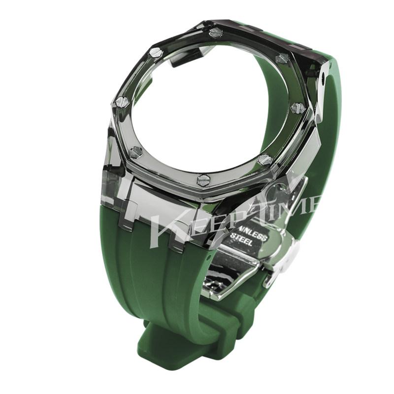 For Casioak G-Shock GA-2100 GM-2100 GMA-S2100 GA2100 Mod Kit Transparent PC Case Rubber Strap Watchband Replacement Accessories