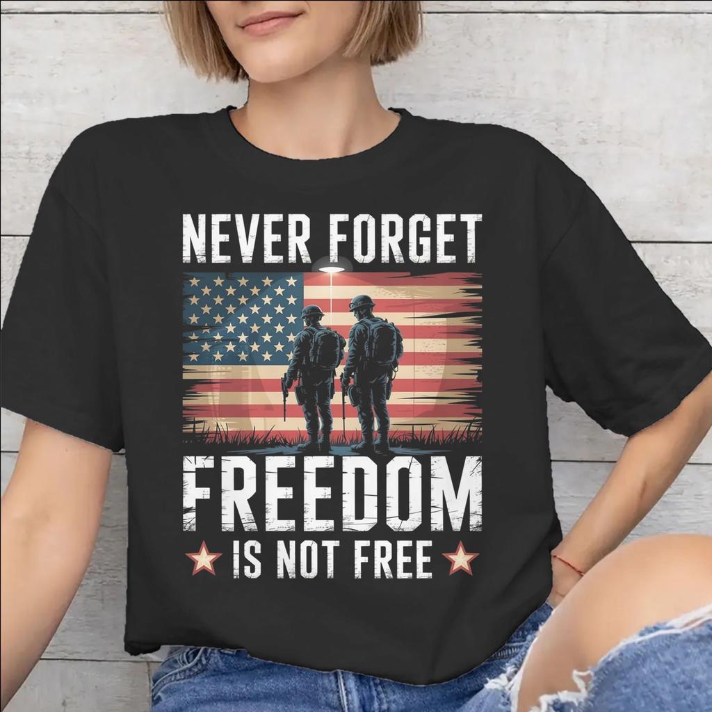 Unisex WoUnisex May We Never Forget Freedom Isnt Free Shirt Pure Cotton Graphic Printing Tee Shirts Clothing Outfits