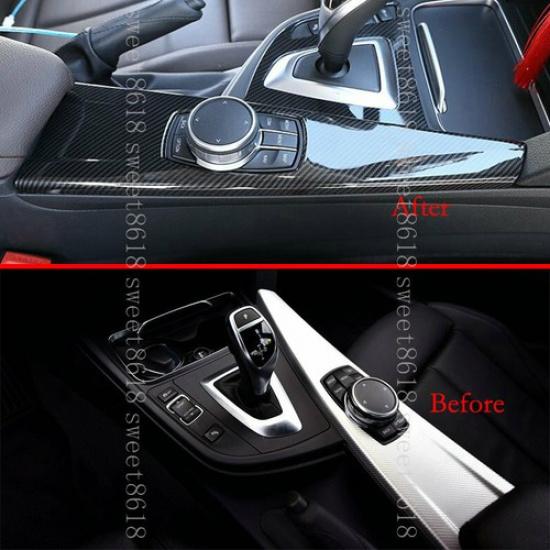 For BMW 3 4 Series 3GT Carbon Fiber Color Center Multi-media Buttons Panel Trim