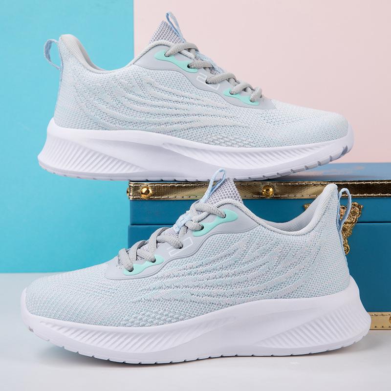 2025 new large size flying woven women's shoes spring mesh breathable sports shoes women's lightweight fashion versatile shoes