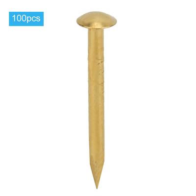 100 szt. Okrągła główka gwoździa mosiężnego mosiądzu Vintage DIY Craft Zapięcie Akcesoria montażowe Długość 18 mm
