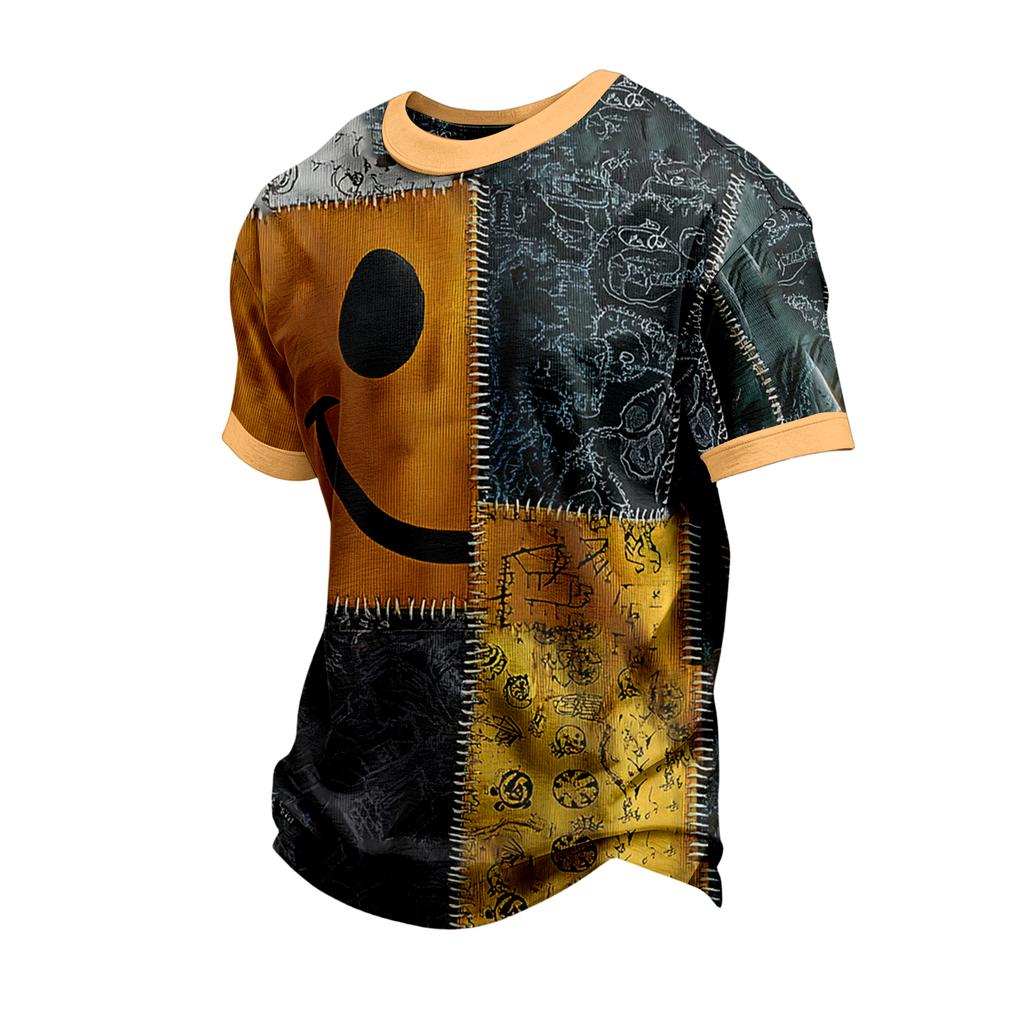 Men's Casual Short Sleeve Halloween Print Shirt for Party and Daily Wear