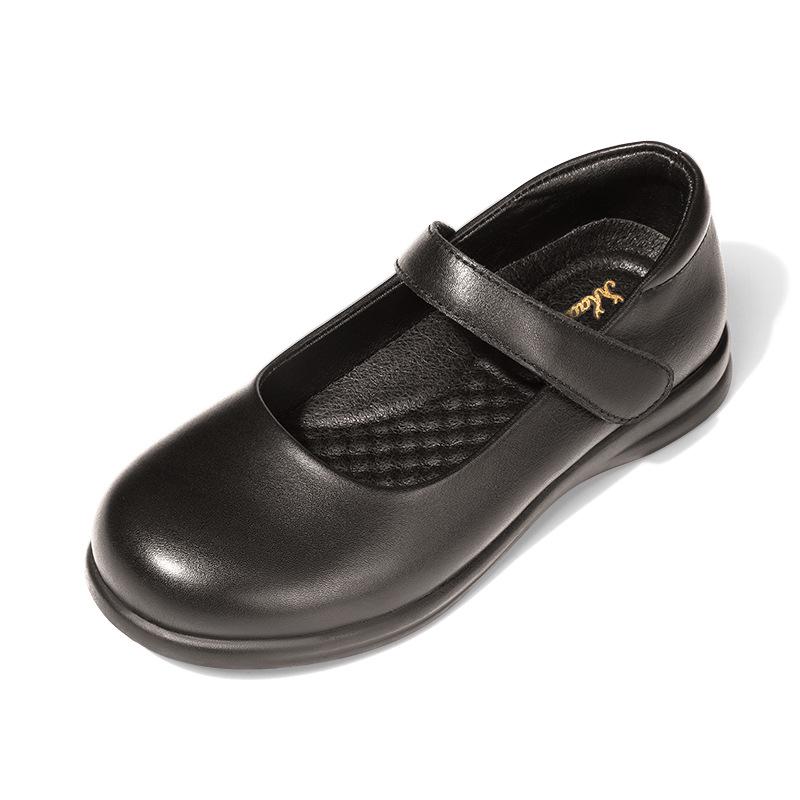 Girls Black Leather Performance Shoes for Campus 29 / 18.4cm