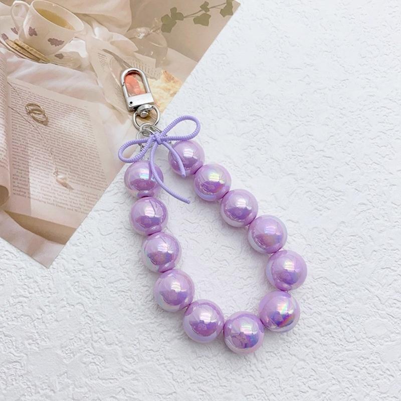 Handmade UV Beaded Keychain with Bowknot Phone Charm Keyring Bag Pendant Perfect for Phones and Handbag Purses Wallet