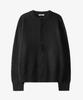 Excontainer Minimalist Button Round Neck Crop Cardigan (Black)