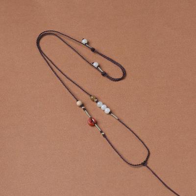 Verfeinertes handgewebtes Hetian-Jade-Verstellbares Halsband mit rein handgefertigter Schnur