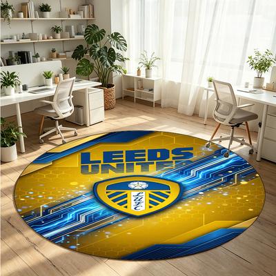 Leeds United Voetbal Bedrukt Rond Kristal Fluweel Tapijt Zacht Antislip Vloerkleed Voor Slaapkamer Vakantiecadeau