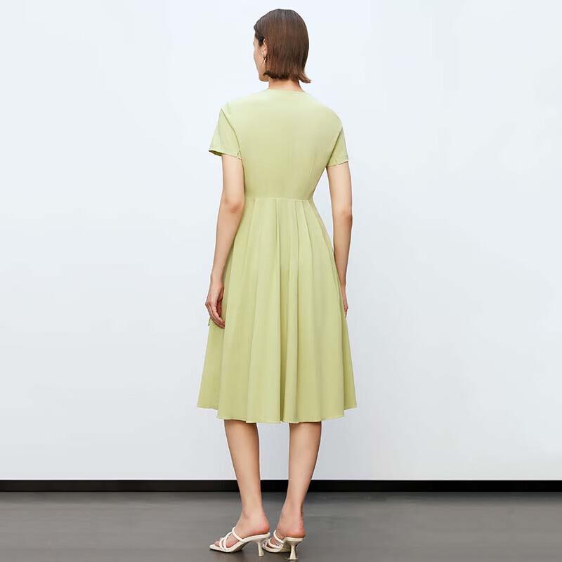 JESSIE Chic Waist-Tie Pleated V-Neck Dress