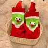 Female Autumn and Winter Cartoon Lovely Christmas Holding Hand Tube Cotton Socks